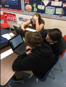 Photo of students working on a Breakout E D U project.