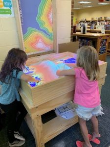 students working in an augmented reality sandbox