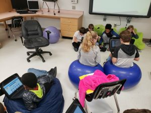 students working in a classroom