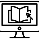 graphic of computer with book on screen