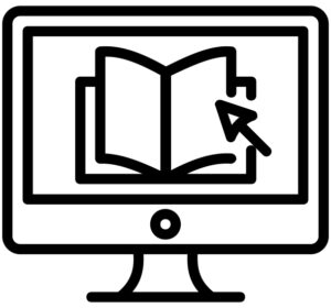graphic of computer with book on screen