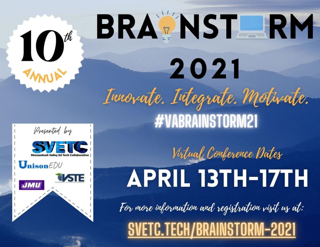 Graphic with information for Brainstorm conference