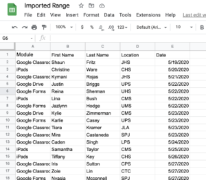 Spreadsheet example 4