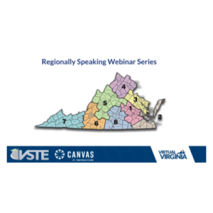 VSTE Regionally Speaking Events graphic (showing regions of VA)